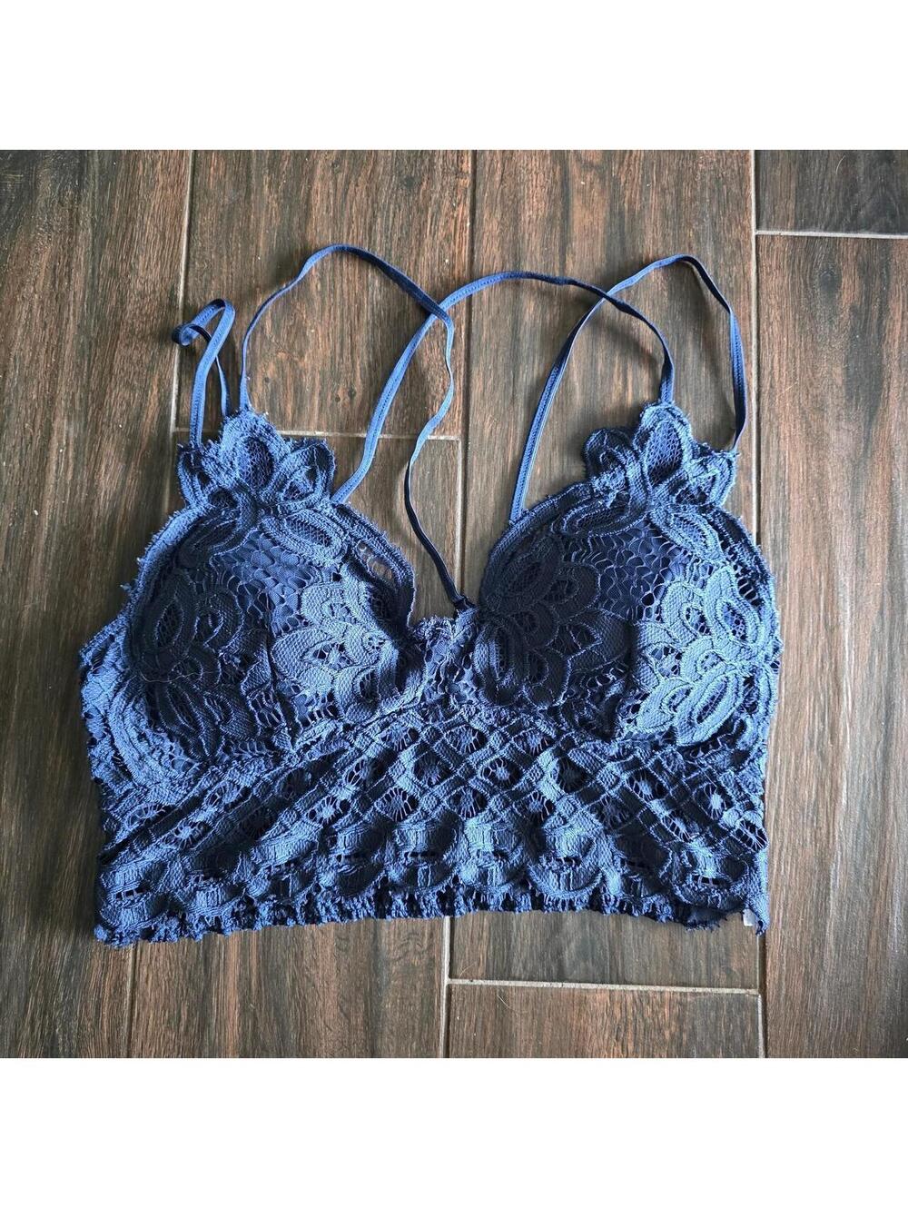 Women's Blue and Navy Crop-top